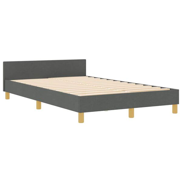 vidaXL Cadre de lit avec t&ecirc;te de lit Gris fonc&eacute; 120 x 200 cm tissu