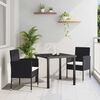 vidaXL Ensemble de salle &agrave; manger pour jardin 3 pcs Noir polyrotin