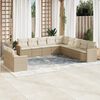 vidaXL Salon de jardin 11 pcs avec coussins beige r&eacute;sine tress&eacute;e