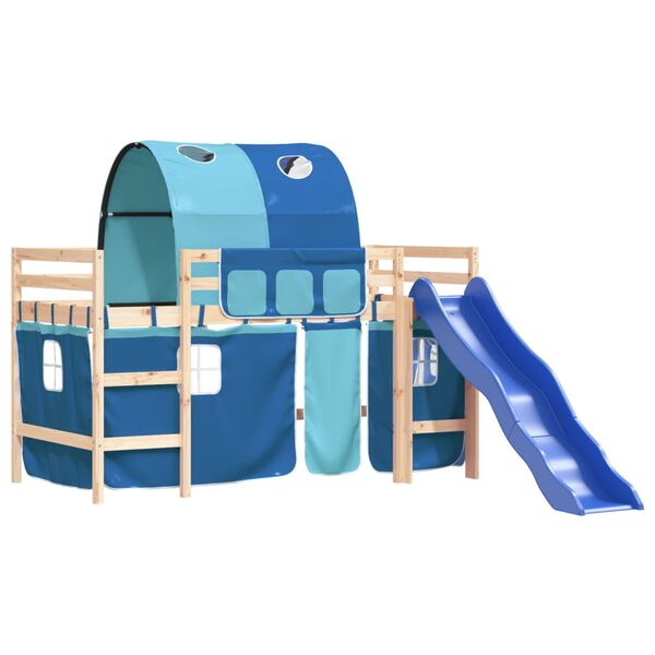 vidaXL Lit mezzanine enfants avec tunnel sans matelas bleu 80x200 cm