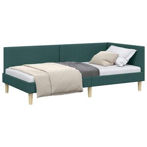 vidaXL Cadre de lit d'angle avec t&ecirc;te de lit Vert fonc&eacute; 90 cm x 200 cm