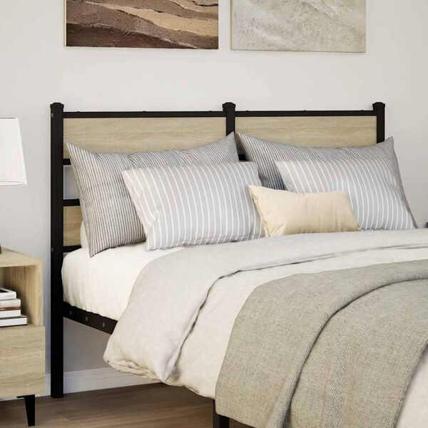 vidaXL T&ecirc;te de lit de remplacement ch&ecirc;ne sonoma 120 cm fer et bois d&rsquo;ing&eacute;nierie