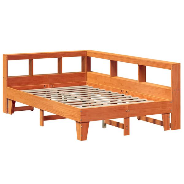 vidaXL Lit biblioth&egrave;que sans matelas cire marron 135x190 cm pin massif