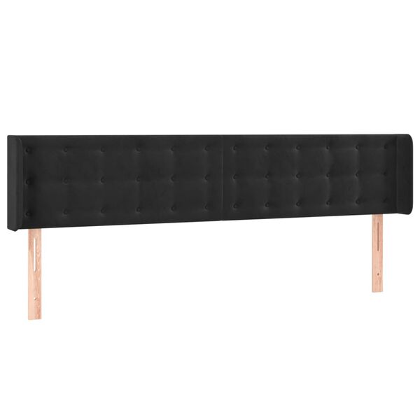 vidaXL T&ecirc;te de lit avec oreilles Noir 183x16x78/88 cm Velours