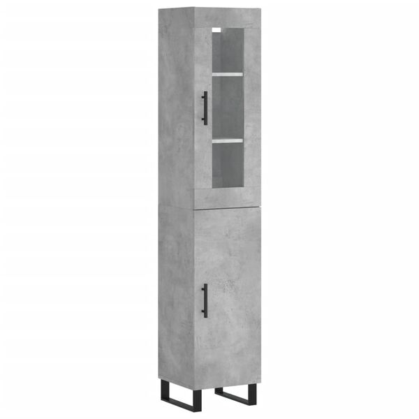 vidaXL Buffet haut Gris béton 34,5x34x180 cm Bois d'ingénierie