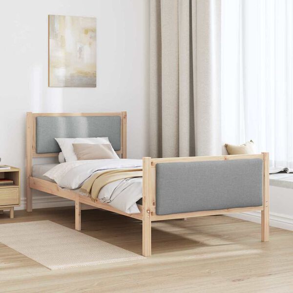 vidaXL Cadre de lit avec t&ecirc;te de lit Gris clair 90 x 200 cm tissu