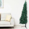vidaXL Demi-arbre de No&euml;l artificiel pr&eacute;-&eacute;clair&eacute; et boules vert 210 cm