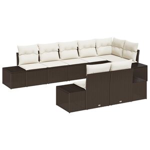 vidaXL Ensemble de canap&eacute; de jardin 8 pcs Marron et Cr&egrave;me polyrotin