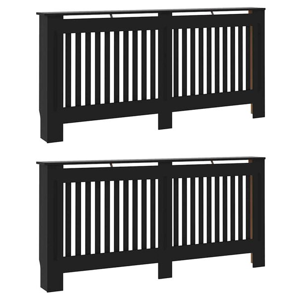 vidaXL Cache-Radiateur 2 pcs Noir 172 x 19 x 81,5cm Bois d'ing&eacute;nierie