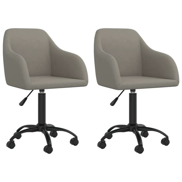 vidaXL Chaises pivotantes &agrave; manger lot de 2 gris clair velours