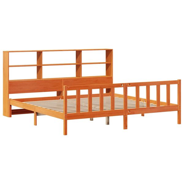 vidaXL Lit biblioth&egrave;que sans matelas cire marron 180x200 cm pin massif