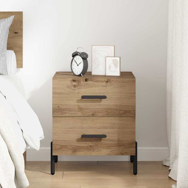 vidaXL Cabinet de chevet avec tiroir Ch&ecirc;ne artisanal 40 x 35 x 47,5 cm