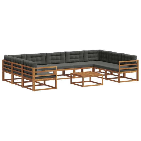 vidaXL Ensemble de canap&eacute;s d'ext&eacute;rieur 10 pcs Naturel et Anthracite