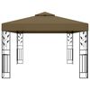 vidaXL Tonnelle avec double toit et lumi&egrave;res LED 3x4 m Taupe