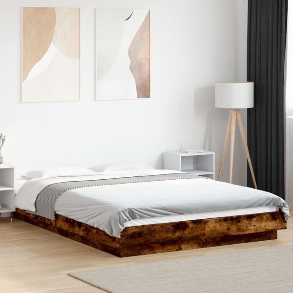 vidaXL Cadre de lit sans matelas ch&ecirc;ne fum&eacute; 140x200 cm