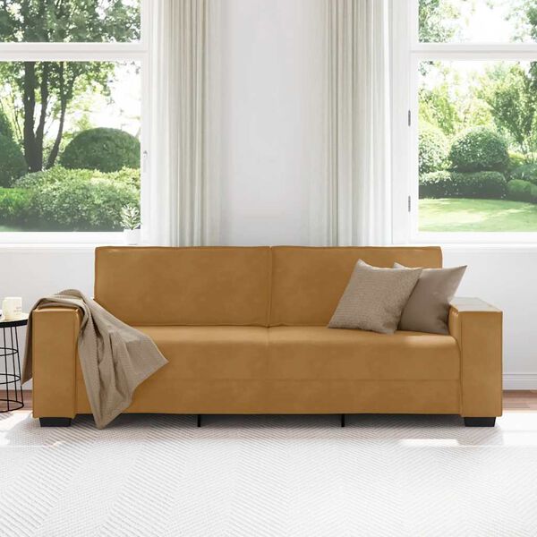 vidaXL Canap&eacute; &agrave; 3 places Marron 220x78x84 cm Velours