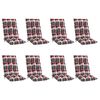 vidaXL Chaises inclinables de jardin et coussins lot de 8 Teck solide