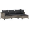 vidaXL Salon de jardin 4 pcs avec coussins Gris R&eacute;sine tress&eacute;e
