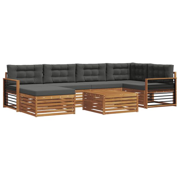 vidaXL Ensemble de canap&eacute;s d'ext&eacute;rieur 7 pcs Naturel et Anthracite