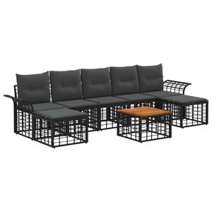 vidaXL Ensemble de canap&eacute;s d'ext&eacute;rieur 8 pcs Noir et Gris fonc&eacute;