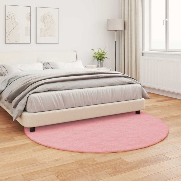 vidaXL Tapis en Fourrure Synthétique de Lapin Olite Rose Ø 160 cm