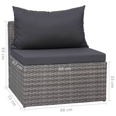 vidaXL Salon de jardin 7 pcs avec coussins Résine tressée Gris