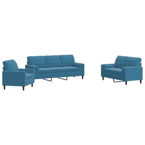 vidaXL Ensemble de canap&eacute;s 3pcs et coussins et traversins bleu velours
