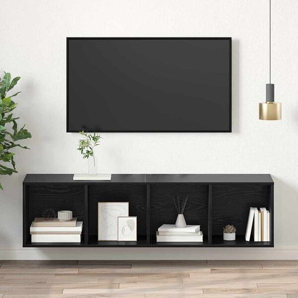 vidaXL Ensemble meuble TV Montage mural Chêne noir 37 x 37 x 142,5 cm