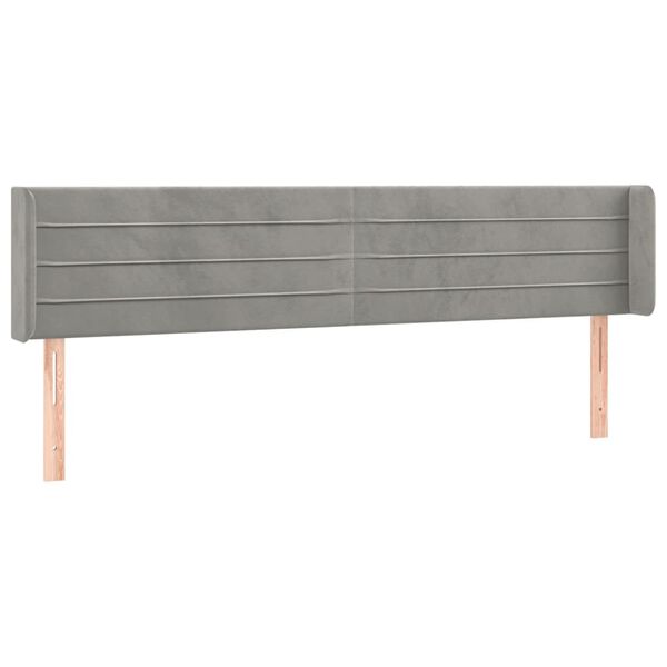 vidaXL T&ecirc;te de lit avec oreilles Gris clair 203x16x78/88 cm Velours