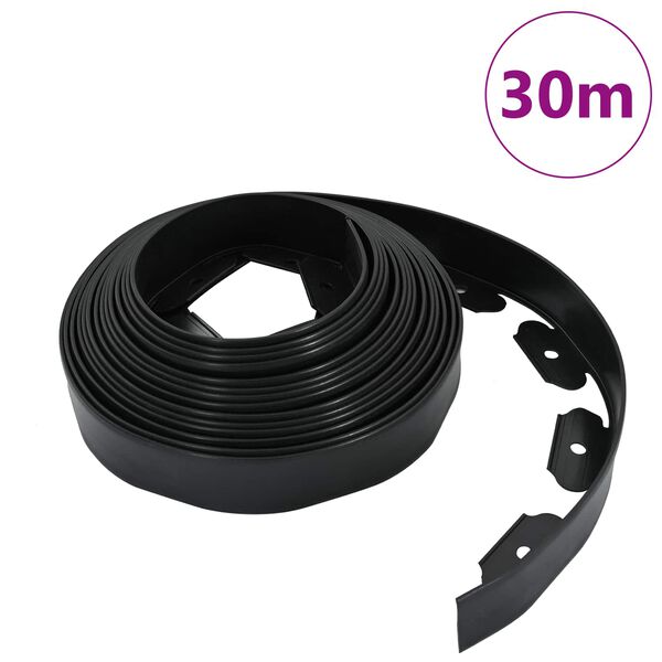 vidaXL Bordures de pelouse Noir 3000 x 4 x 5 cm Plastique