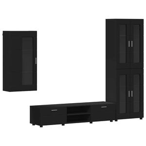vidaXL Ensemble meuble TV avec tiroir FLORIN Noir Bois d'ing&eacute;nierie
