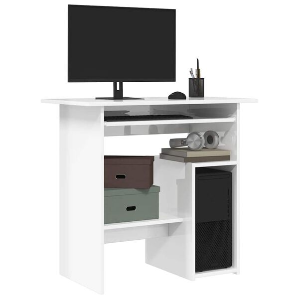vidaXL Bureau Blanc brillant 80x45x74 cm Bois d&rsquo;ing&eacute;nierie