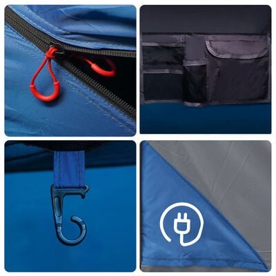 vidaXL Tente familiale 6 personnes bleu libération rapide imperméable