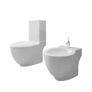 vidaXL Ensemble de bidet et toilette C&eacute;ramique Blanc