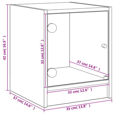 vidaXL Tables de chevet avec portes en verre 2 pcs blanc 35x37x42 cm