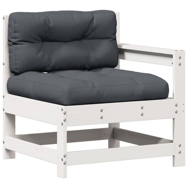 vidaXL Salon de jardin avec coussins 8 pcs blanc bois de pin massif
