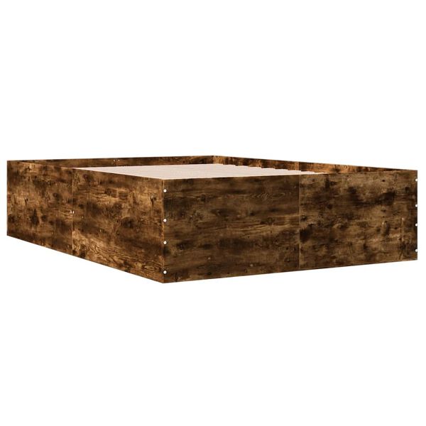 vidaXL Cadre de lit sans matelas ch&ecirc;ne fum&eacute; 120x190 cm