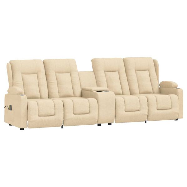 vidaXL Fauteuil de massage inclinable et porte-gobelets 4 places crème