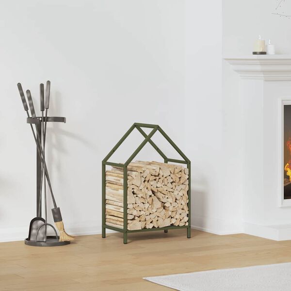 vidaXL Portant de bois chauffage vert olive 40x25x60 cm