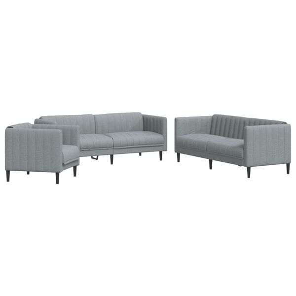 vidaXL Ensemble de canap&eacute;s 3 pcs gris clair tissu