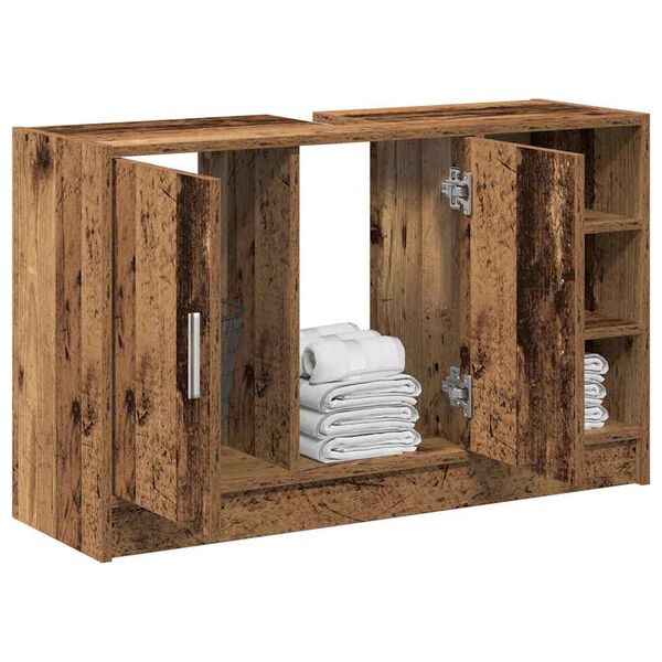 vidaXL Cabinet de salle de bain avec porte Bois Ancien 90 x 29 x 55 cm