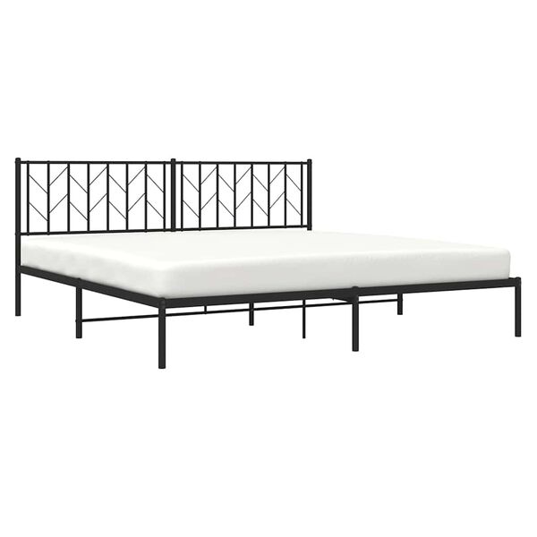 vidaXL Cadre de lit m&eacute;tal sans matelas avec t&ecirc;te de lit noir 193x203cm