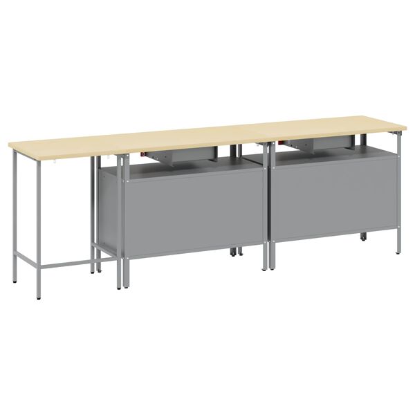 vidaXL Ensemble d'&eacute;tabli 3 pcs Rouge et Gris Acier enduit de poudre