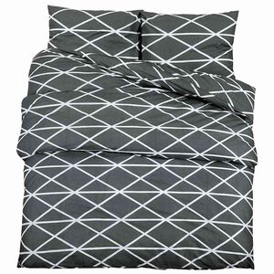 vidaXL Ensemble de housse de couette gris fonc&eacute; et blanc 200x220 cm coton