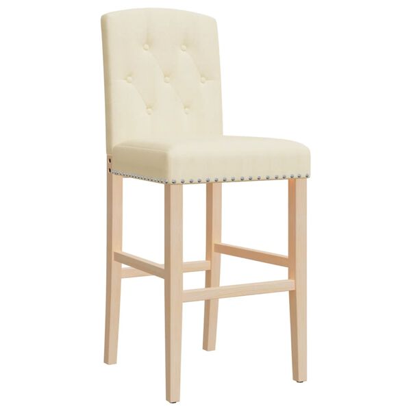 vidaXL Chaises de bar lot de 2 bois massif d'h&eacute;v&eacute;a et tissu