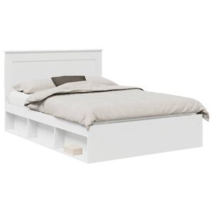 vidaXL Cadre de lit avec t&ecirc;te de lit Blanc 150 x 200 cm Pin massif