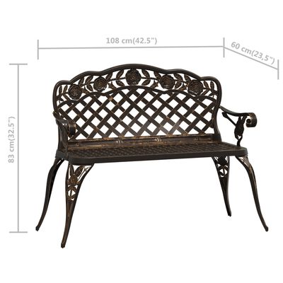 vidaXL Banc de jardin 108 cm Aluminium coulé Bronze