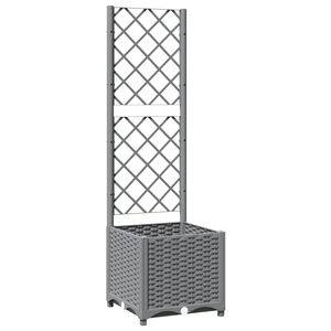 vidaXL Jardini&egrave;re avec treillis Gris clair 40x40x136 cm PP