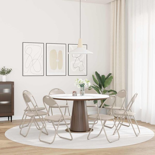 vidaXL Chaise pliante 8 pcs Sable 48 x 43,5 x 81 cm Simili cuir