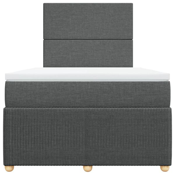 vidaXL Sommier &agrave; lattes de lit avec matelas gris fonc&eacute; 120x190cm tissu